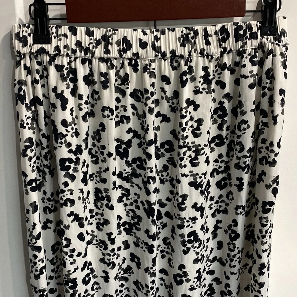 Saltwater Luxe Midi Satin Leopard Print Skirt EUC